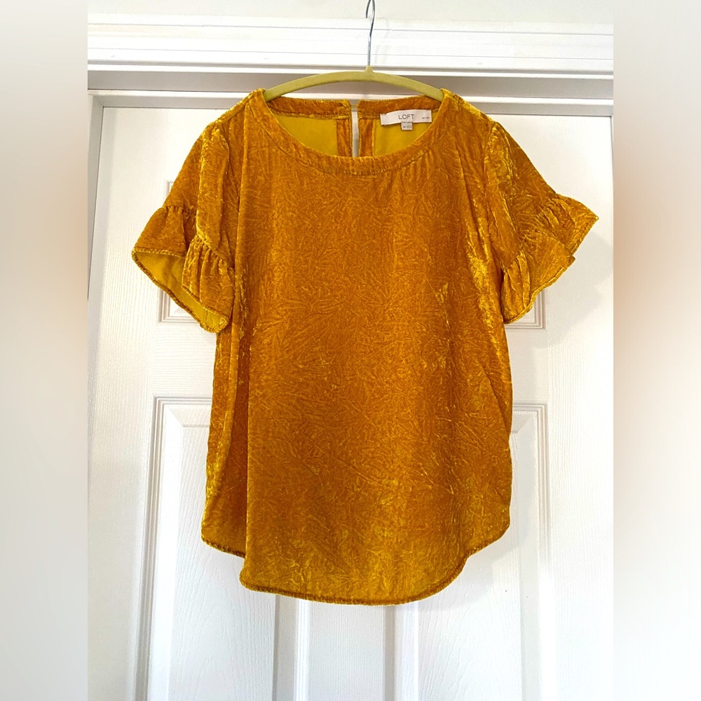 The Loft Golden Yellow Velvet Blouse
